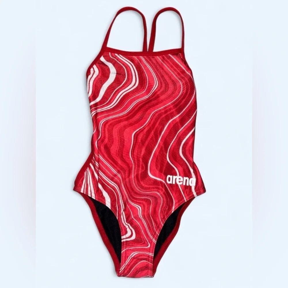 Arena Girls Red Challenge Back One-Piece Swimsuit Size 20 NWT - Picture 3 of 7